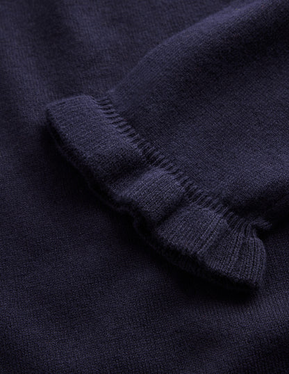 Cotton Merino Frill Jumper-Navy-6