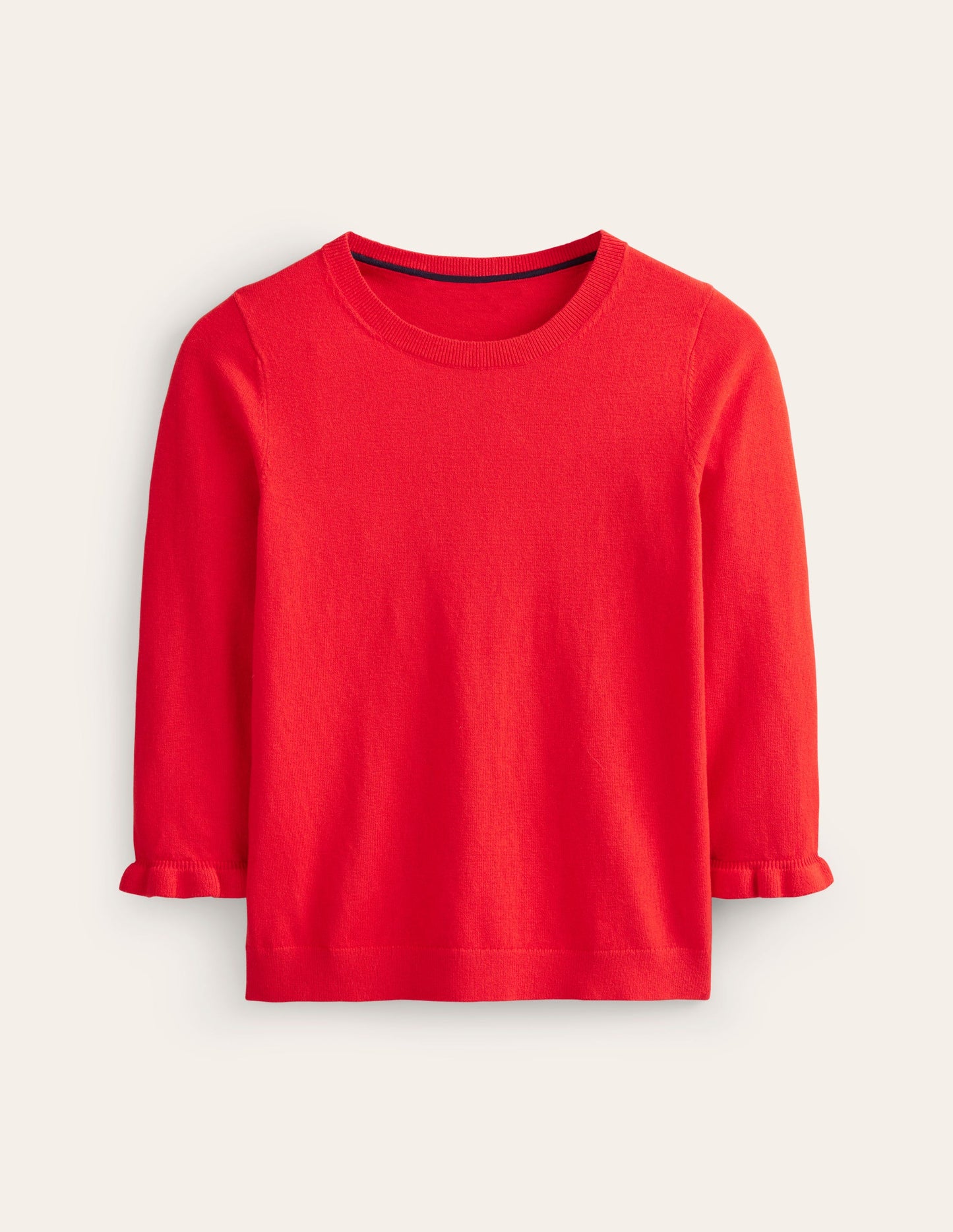 Cotton Merino Frill Jumper-Post Box Red