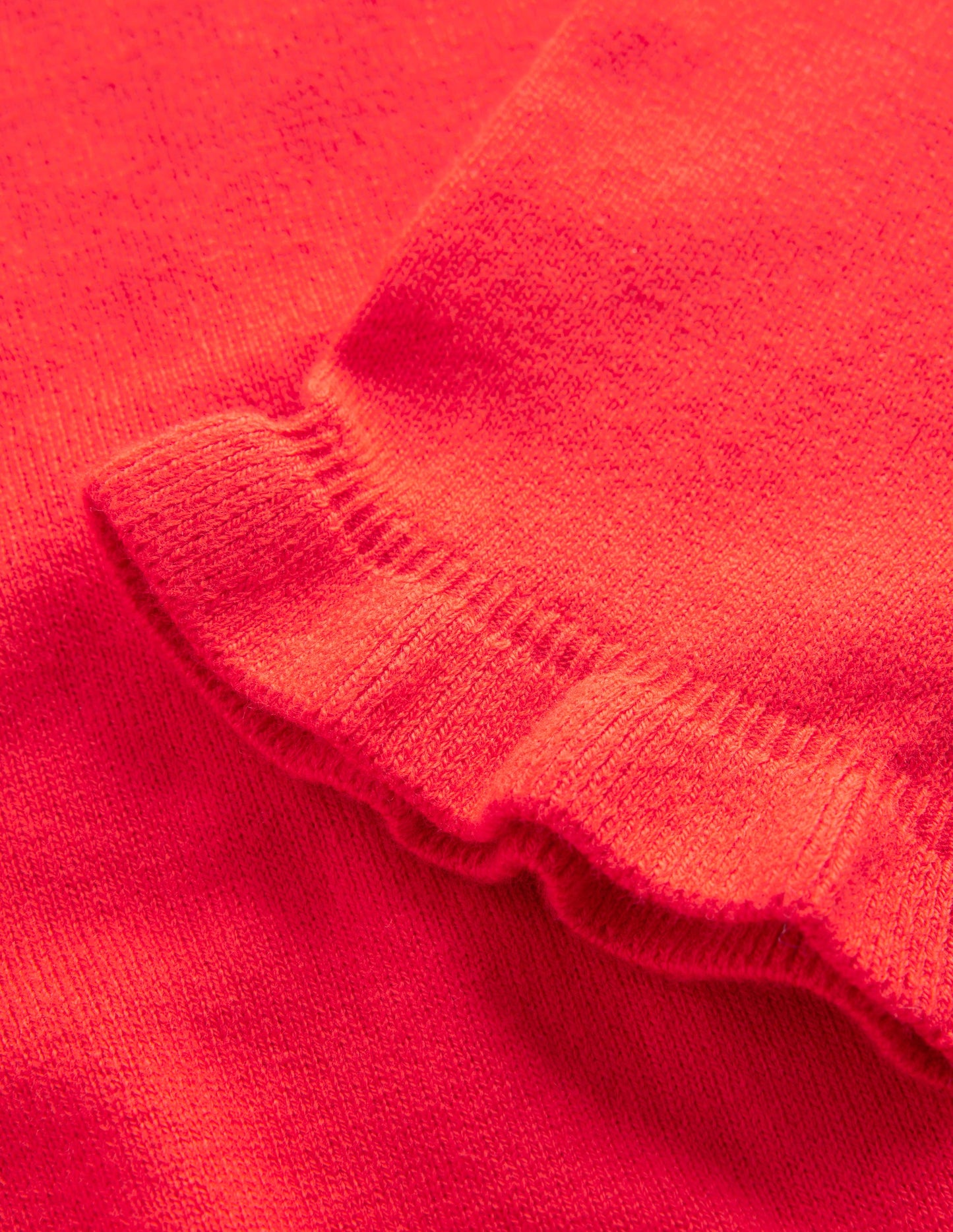 Cotton Merino Frill Jumper-Post Box Red