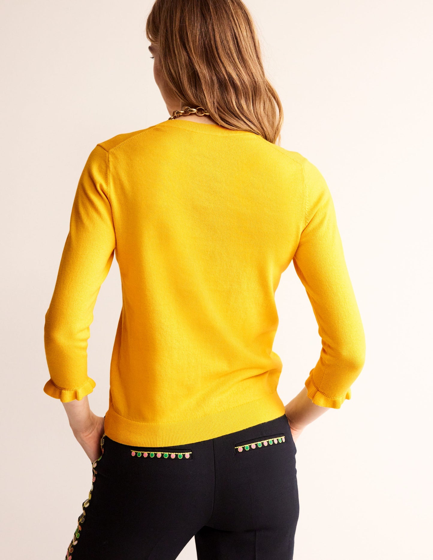 Cotton Merino Frill Jumper-Mimosa Yellow