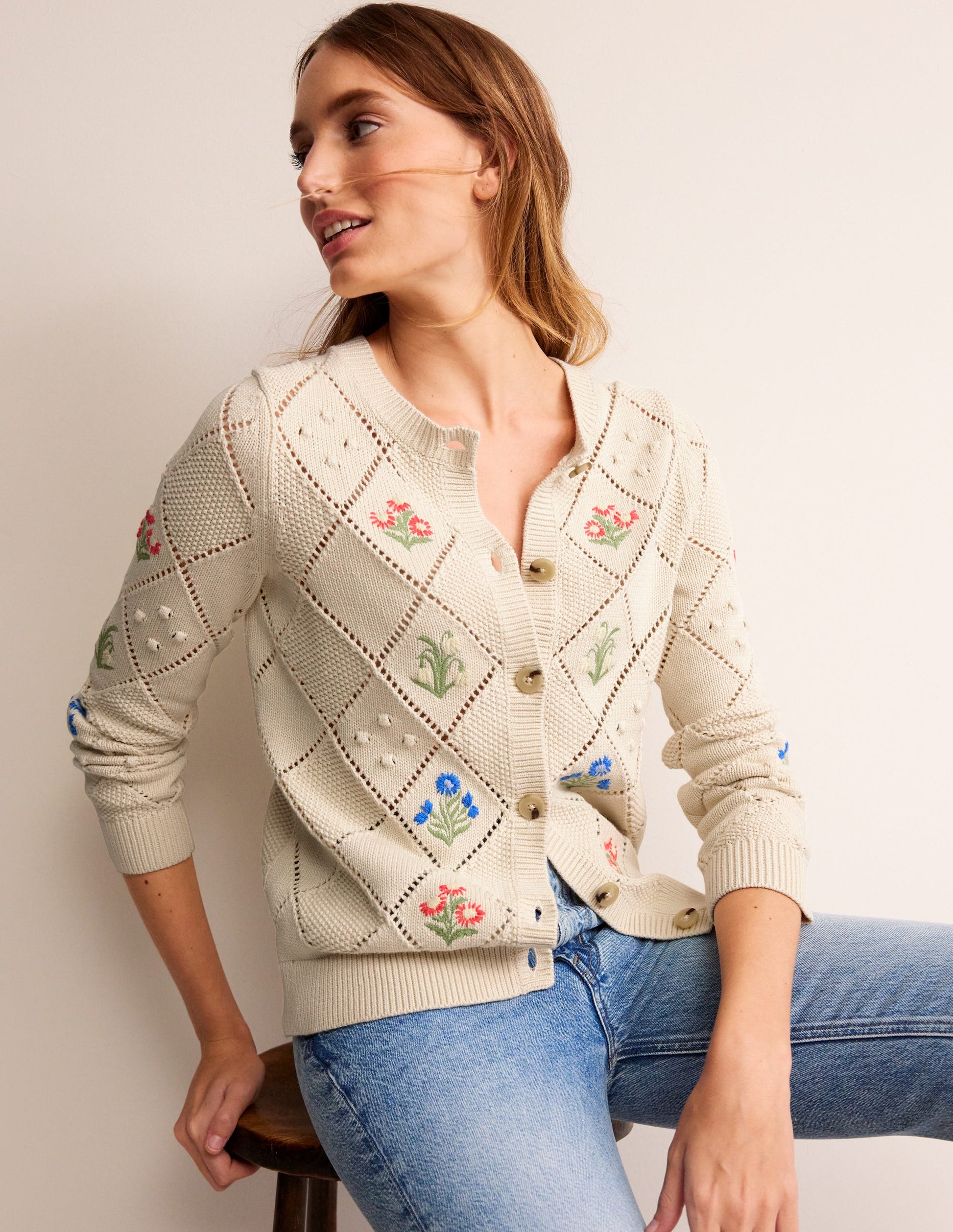 Cotton Embroidered Cardigan-Warm Ivory-4