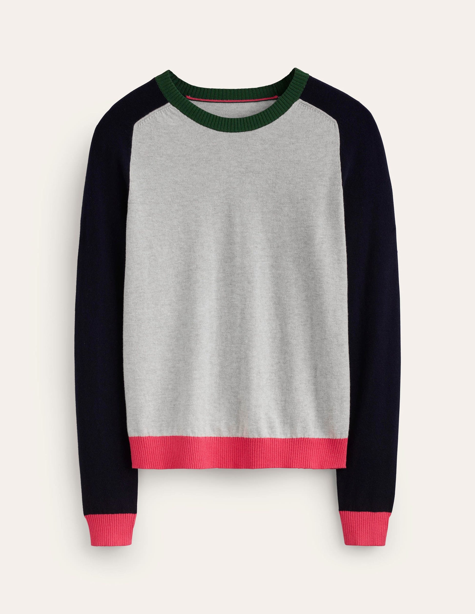Meg Raglan Sleeve Jumper-Grey Melange, Colourblock-5
