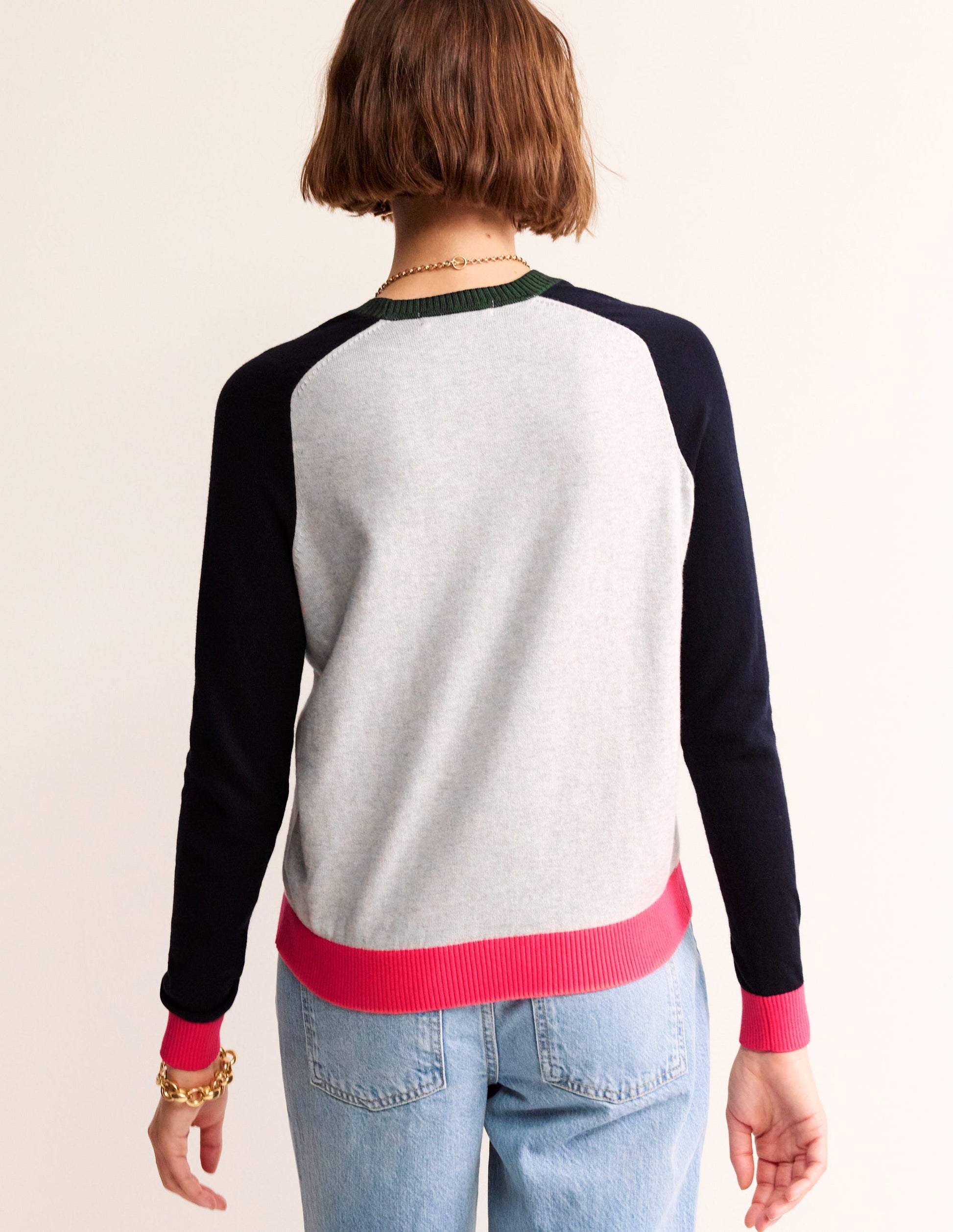 Meg Raglan Sleeve Jumper-Grey Melange, Colourblock-3