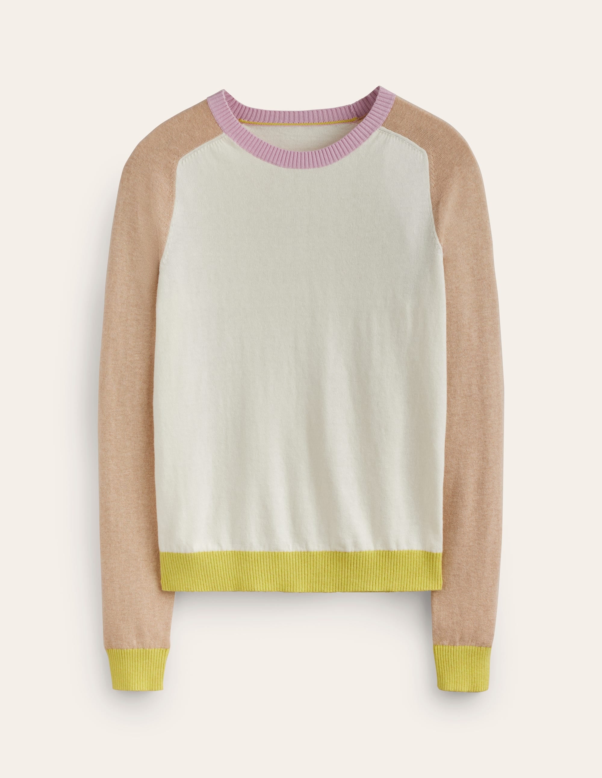Meg Raglan Sleeve Jumper-Ivory, Chinchilla Colourblock - Image 5