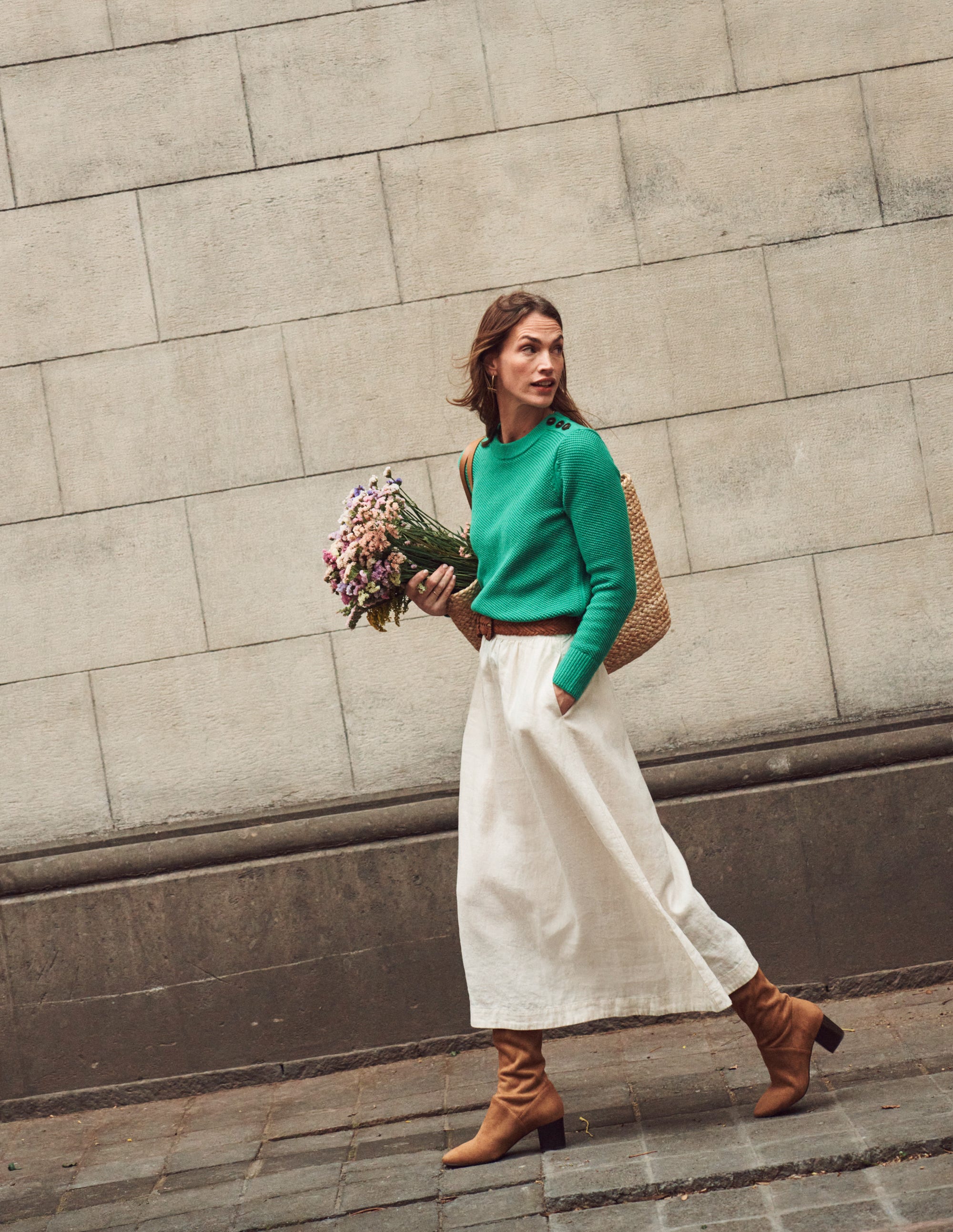 Button Detail Stitch Jumper-Bright Green - Image 5