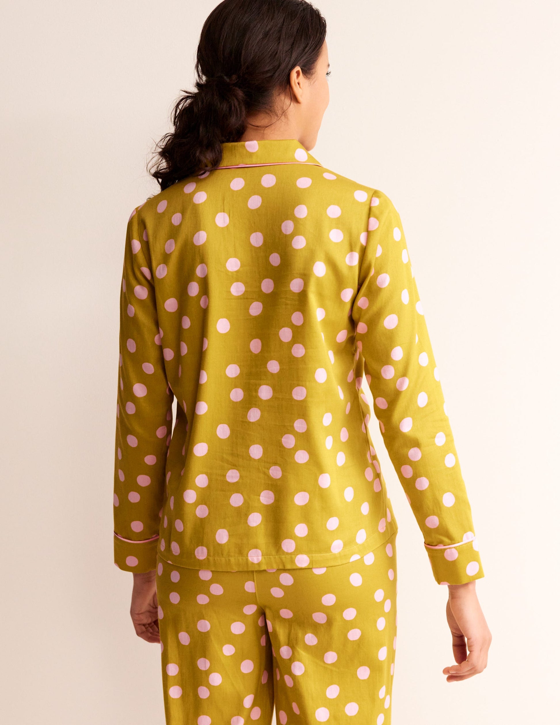 Cotton Sateen Pyjama Shirt-Antique Moss-4
