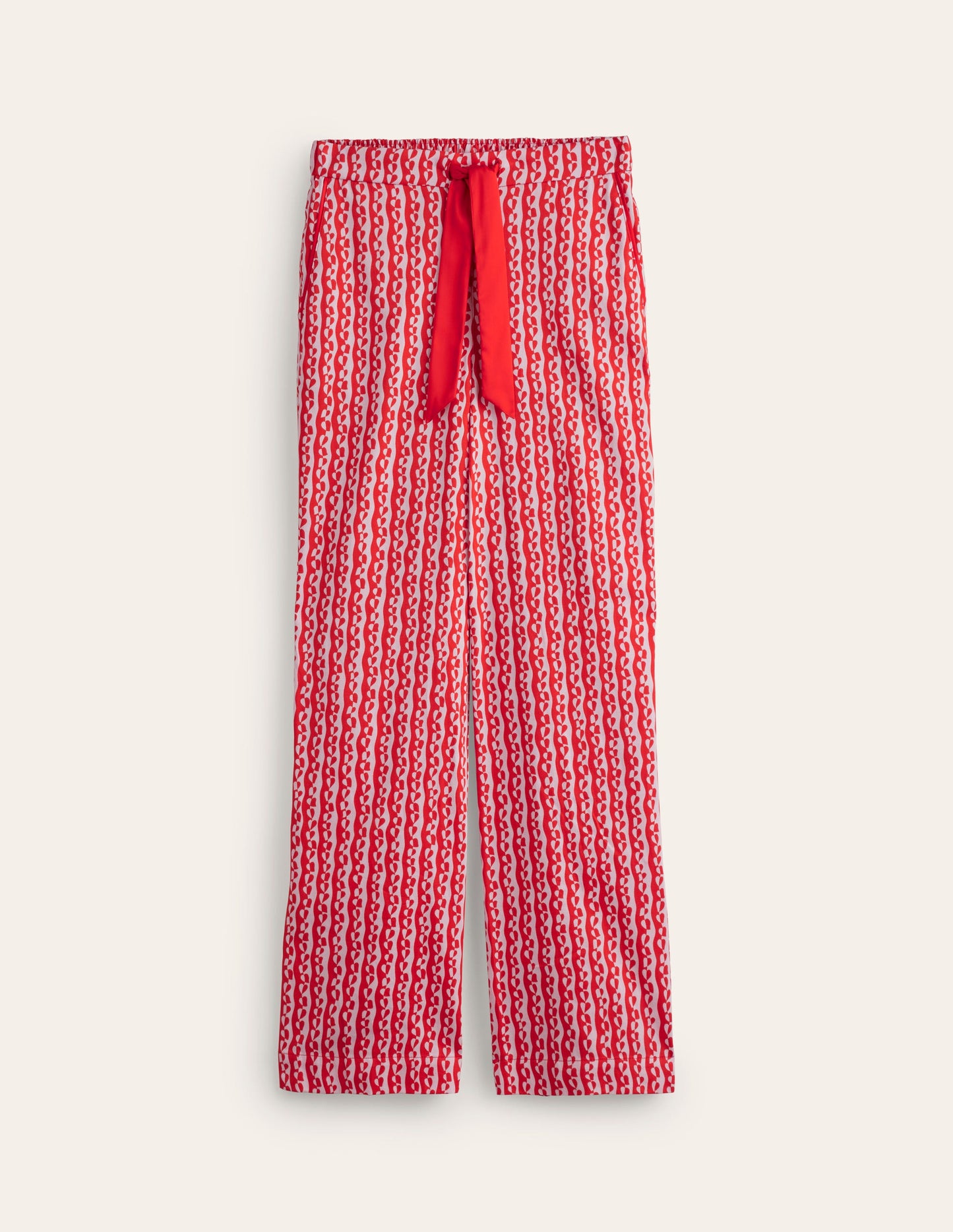Cotton Sateen Pyjama Trousers-Orchid Pink, Abstract Heart