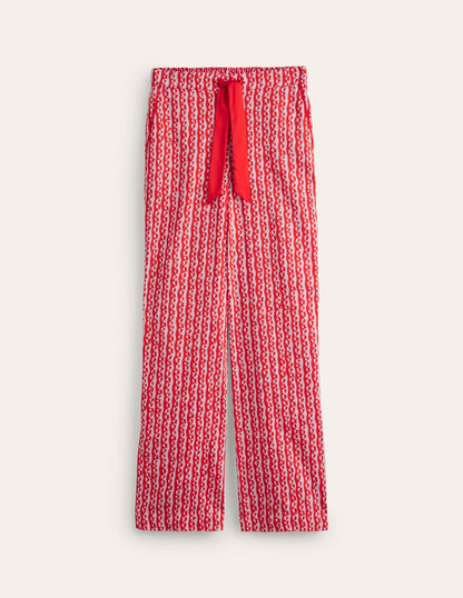 Cotton Sateen Pyjama Trousers-Orchid Pink, Abstract Heart-5