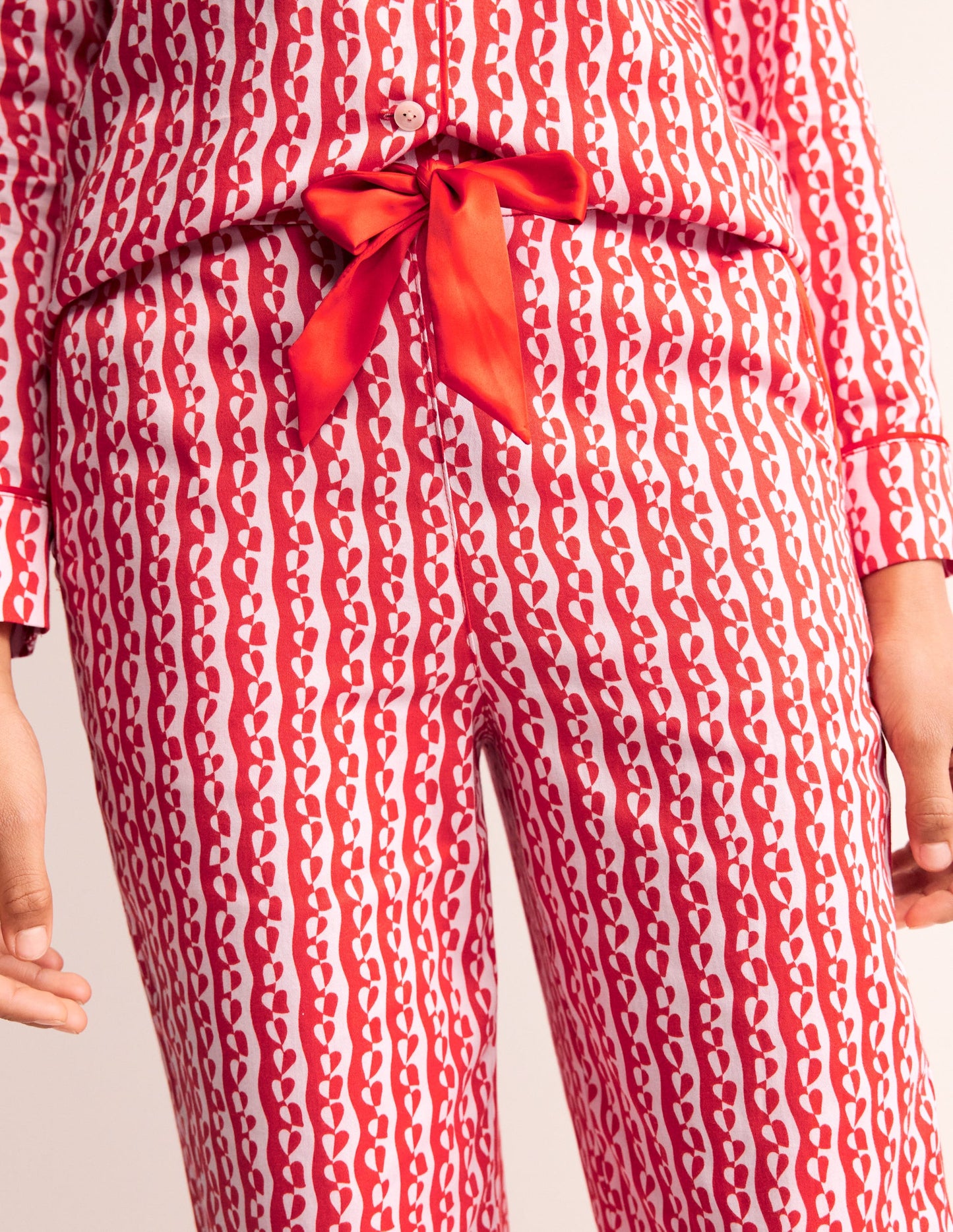 Cotton Sateen Pyjama Trousers-Orchid Pink, Abstract Heart