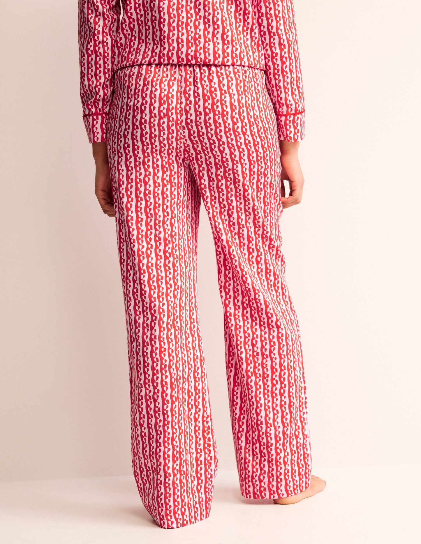 Cotton Sateen Pyjama Trousers-Orchid Pink, Abstract Heart