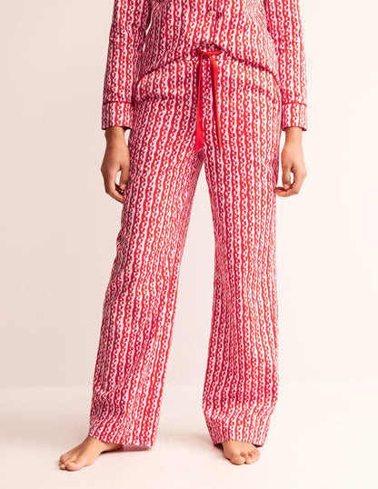 Cotton Sateen Pyjama Trousers-Orchid Pink, Abstract Heart-4