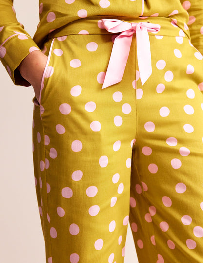 Cotton Sateen Pyjama Trousers-Antique Moss-2