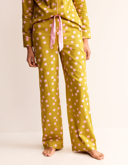Cotton Sateen Pyjama Trousers-Antique Moss-4