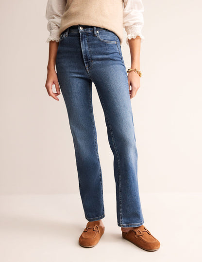 High Rise True Straight Jeans-Mid Vintage