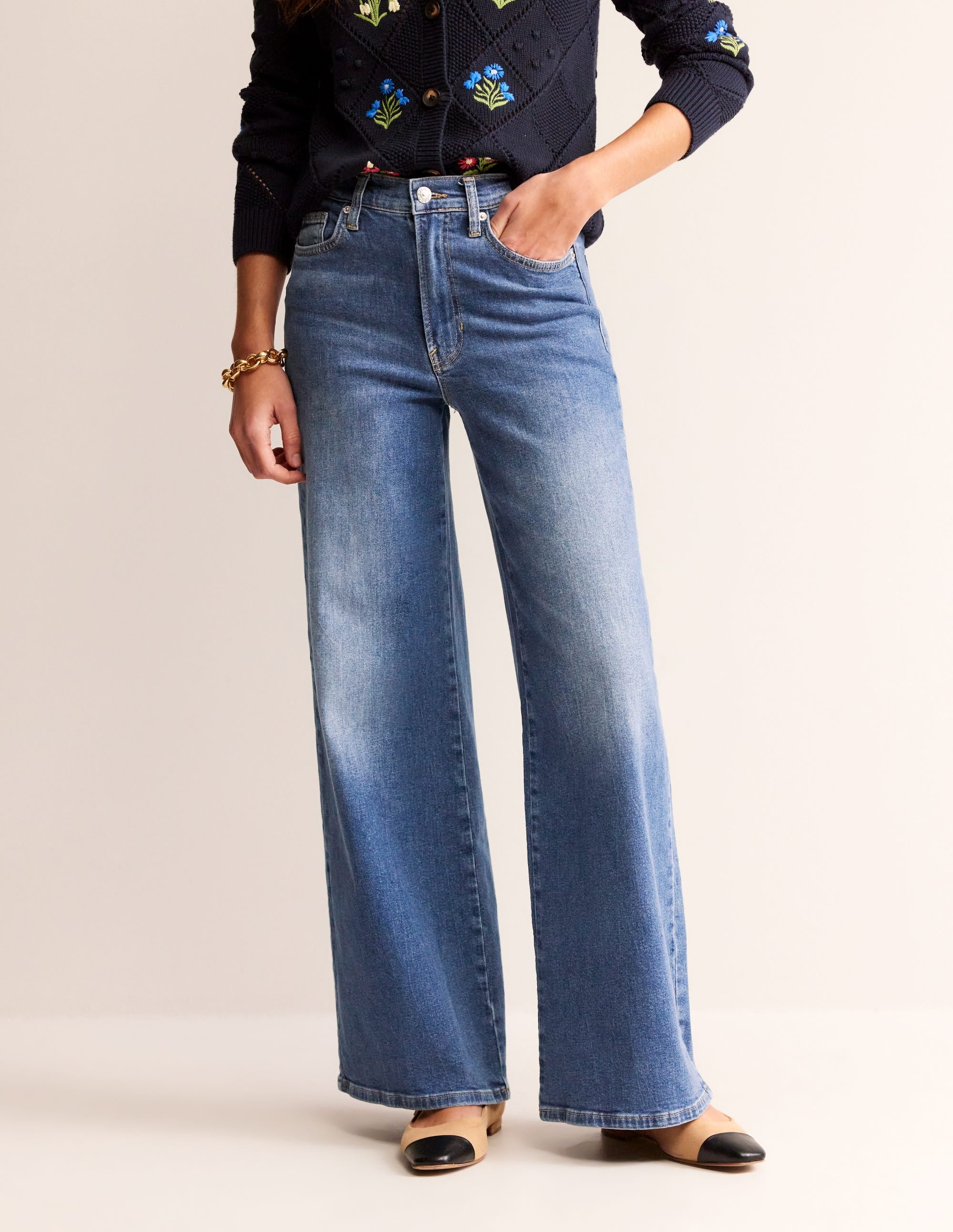High Rise Wide Leg Jeans-Mid Vintage - Image 4