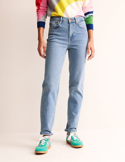 Mid Rise Slim Leg Jeans-Light Vintage