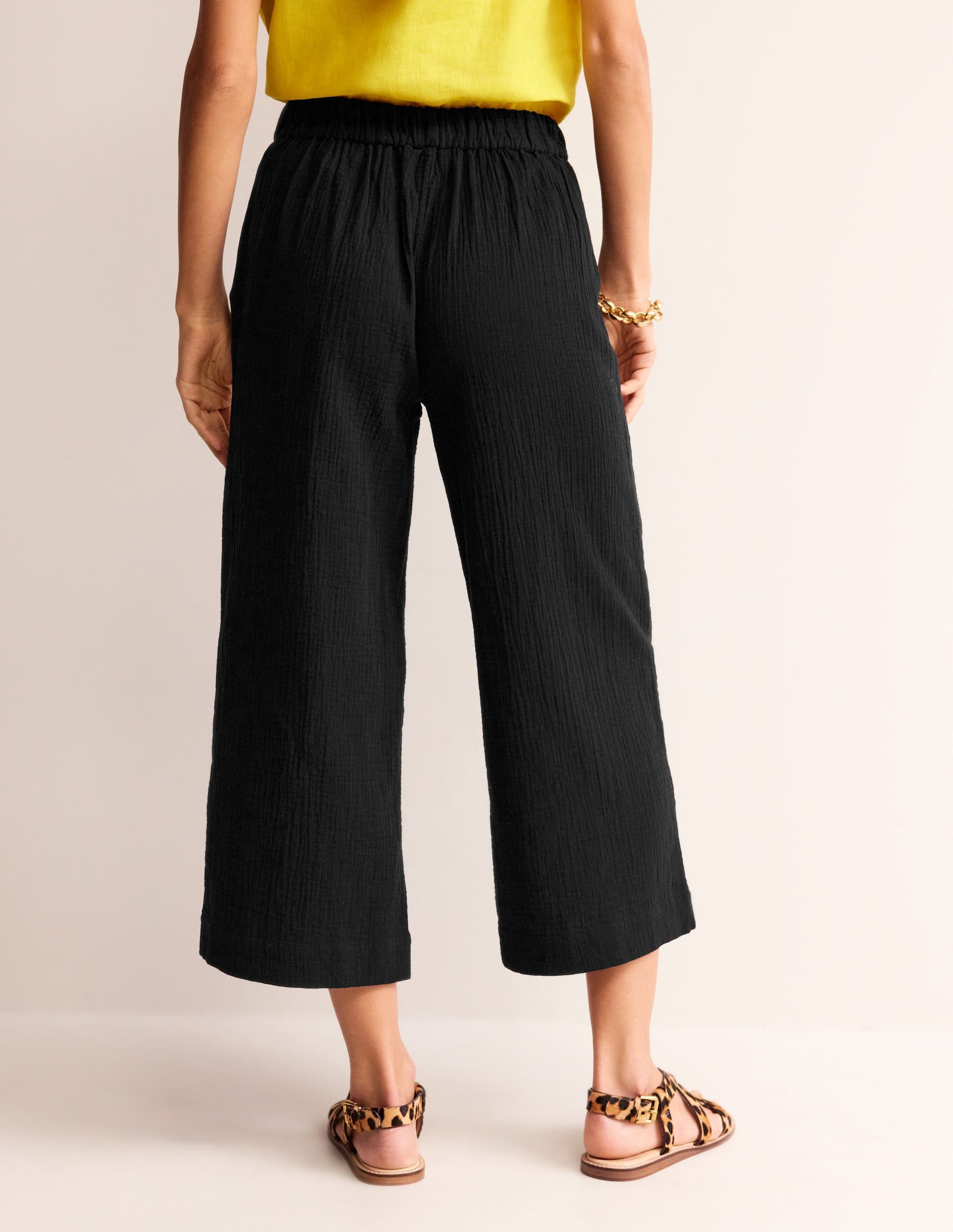 Pull-on Doublecloth Trousers-Black-3