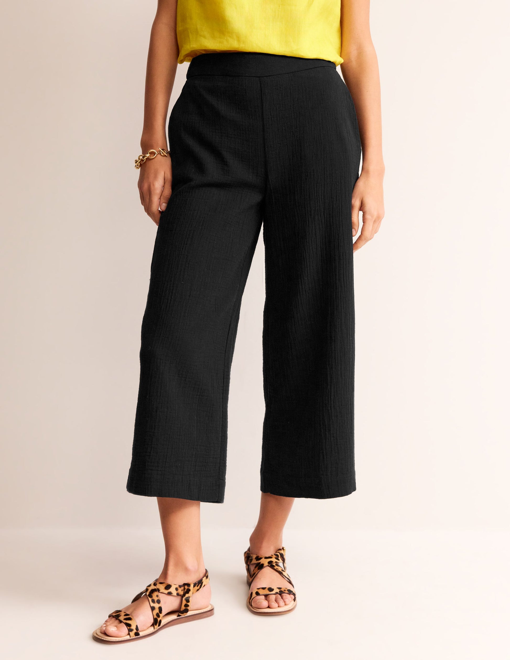 Pull-on Doublecloth Trousers-Black-4