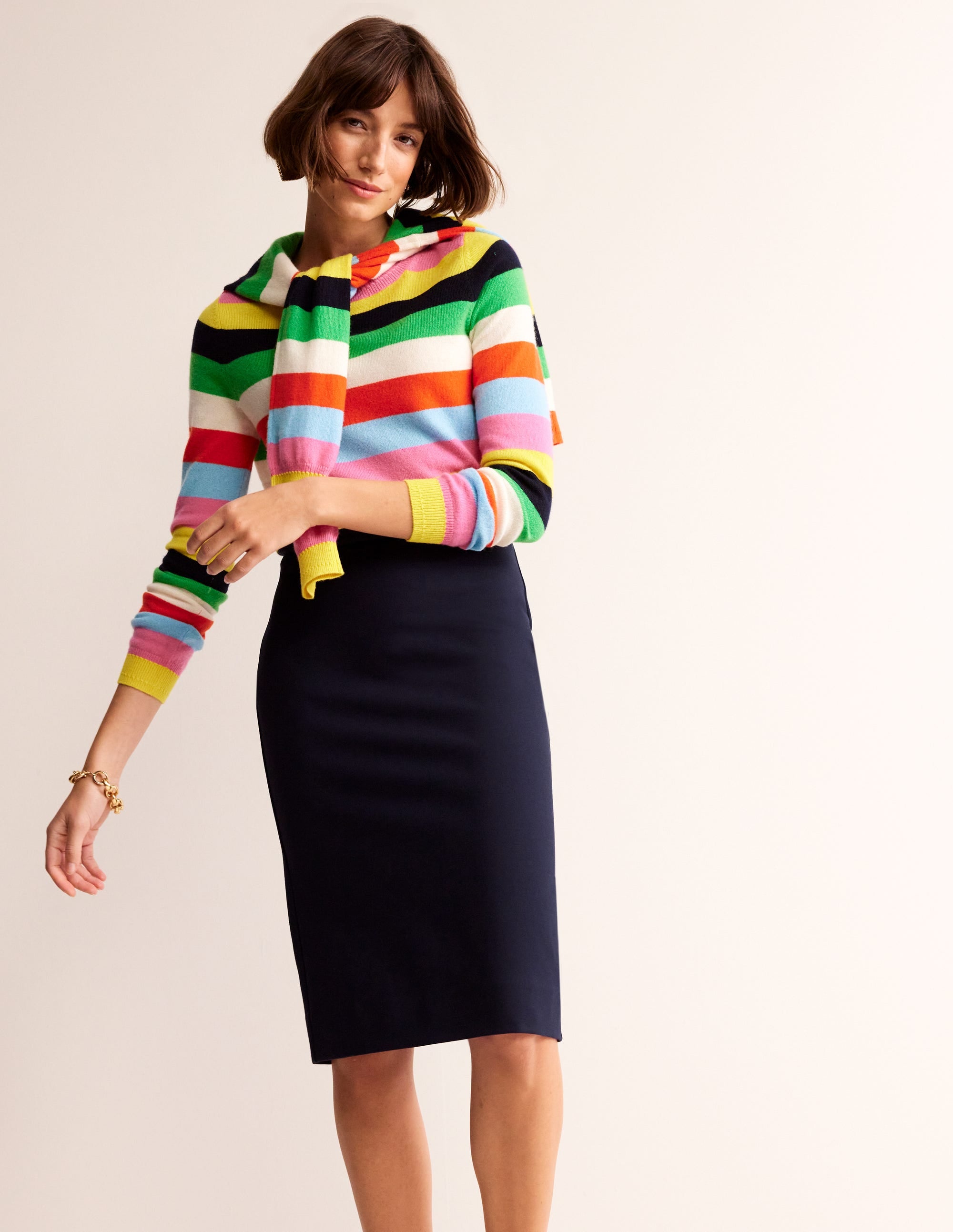 Hampshire Ponte Skirt-Navy - Image 1