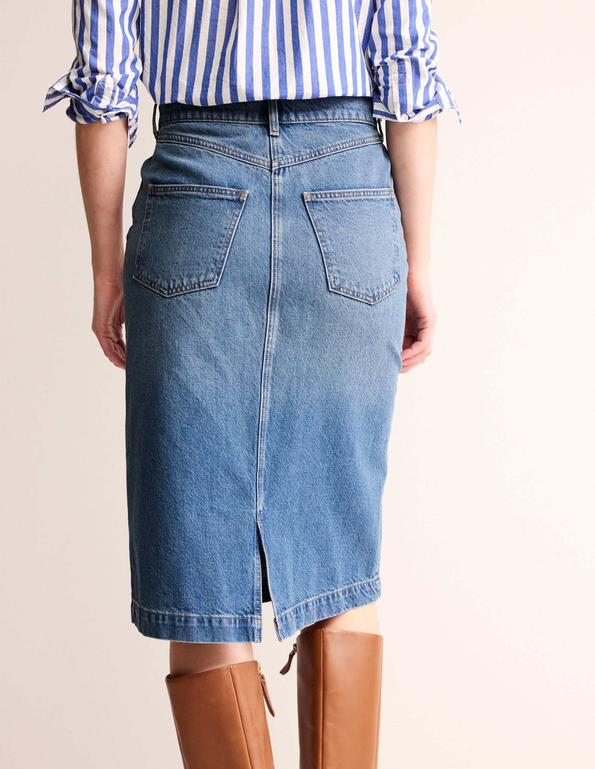 Straight Denim Midi Skirt-Mid Vintage-3