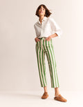 Striped Straight Jeans-Green & Ivory Stripe