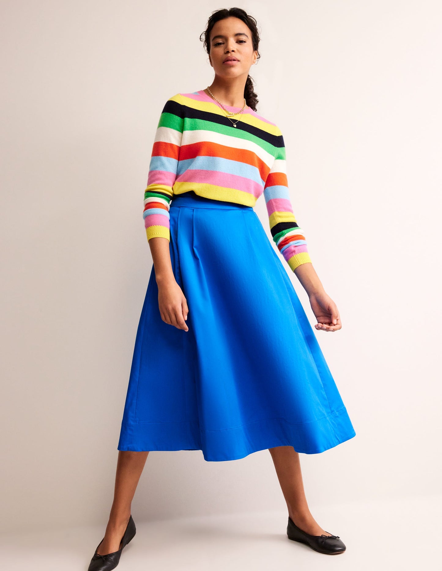 Isabella Cotton Sateen Skirt-Brilliant Blue