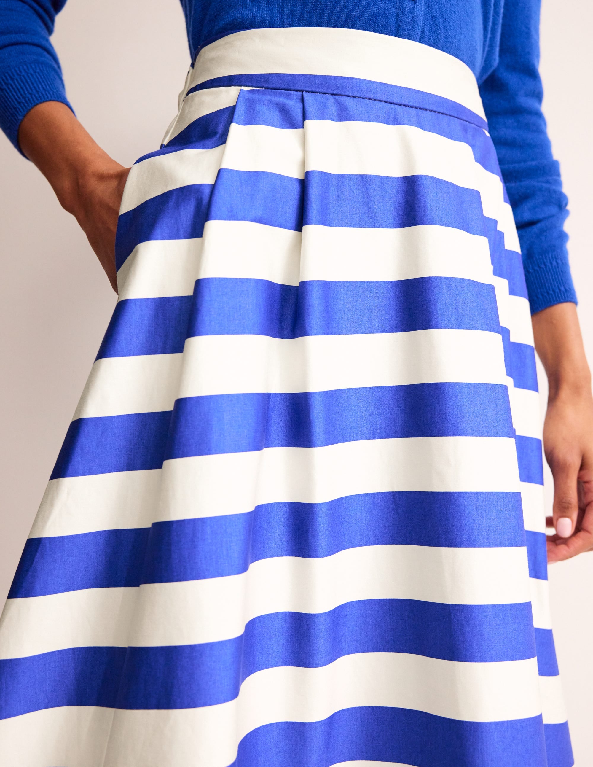 Isabella Cotton Sateen Skirt-Surf The Web and Ivory Stripe - Image 2