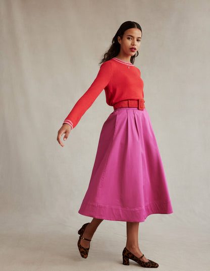 Isabella Cotton Sateen Skirt-Rose Violet