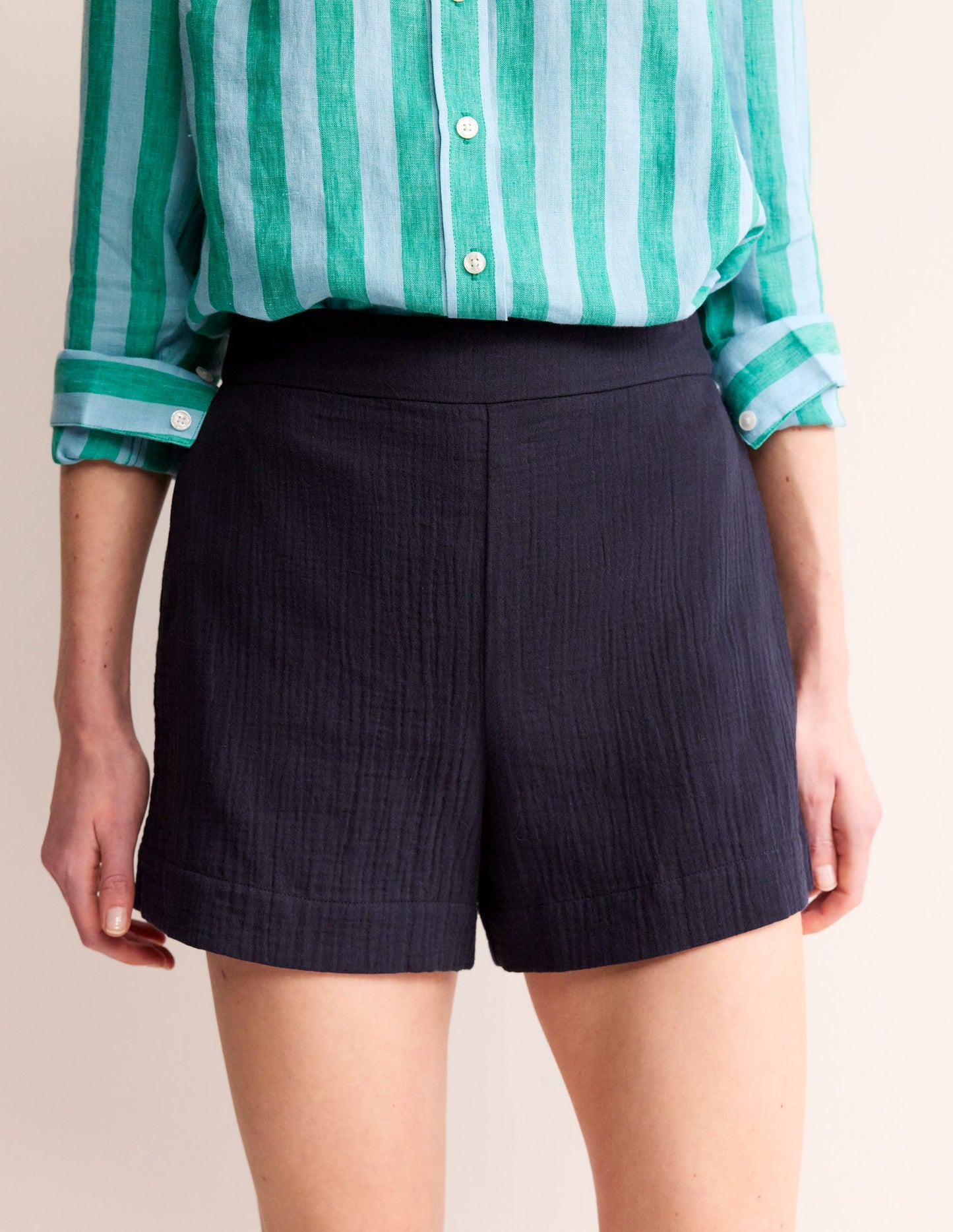 Double Cloth Shorts-Navy