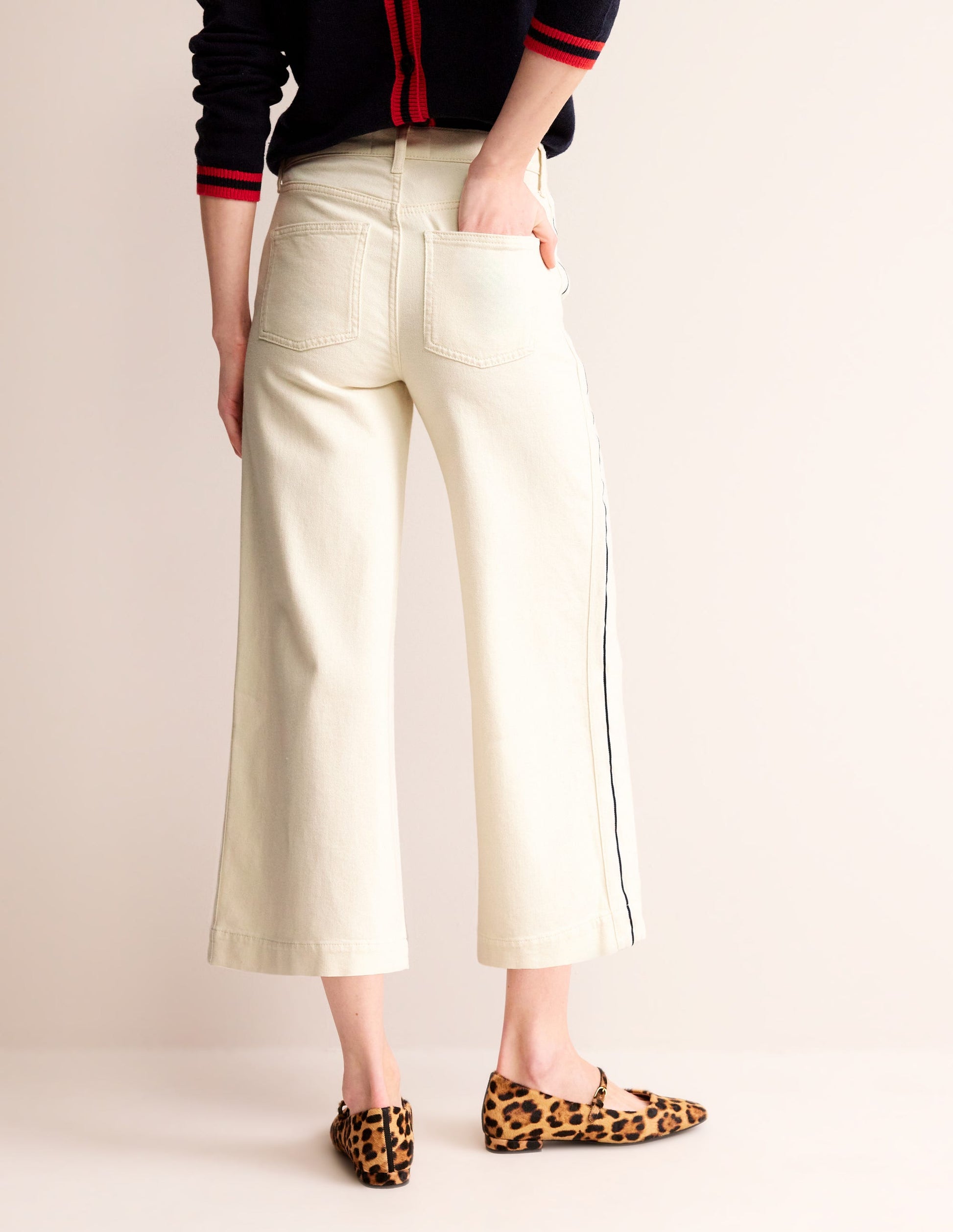 Side Stripe Wide Crop Jeans-Ecru-4