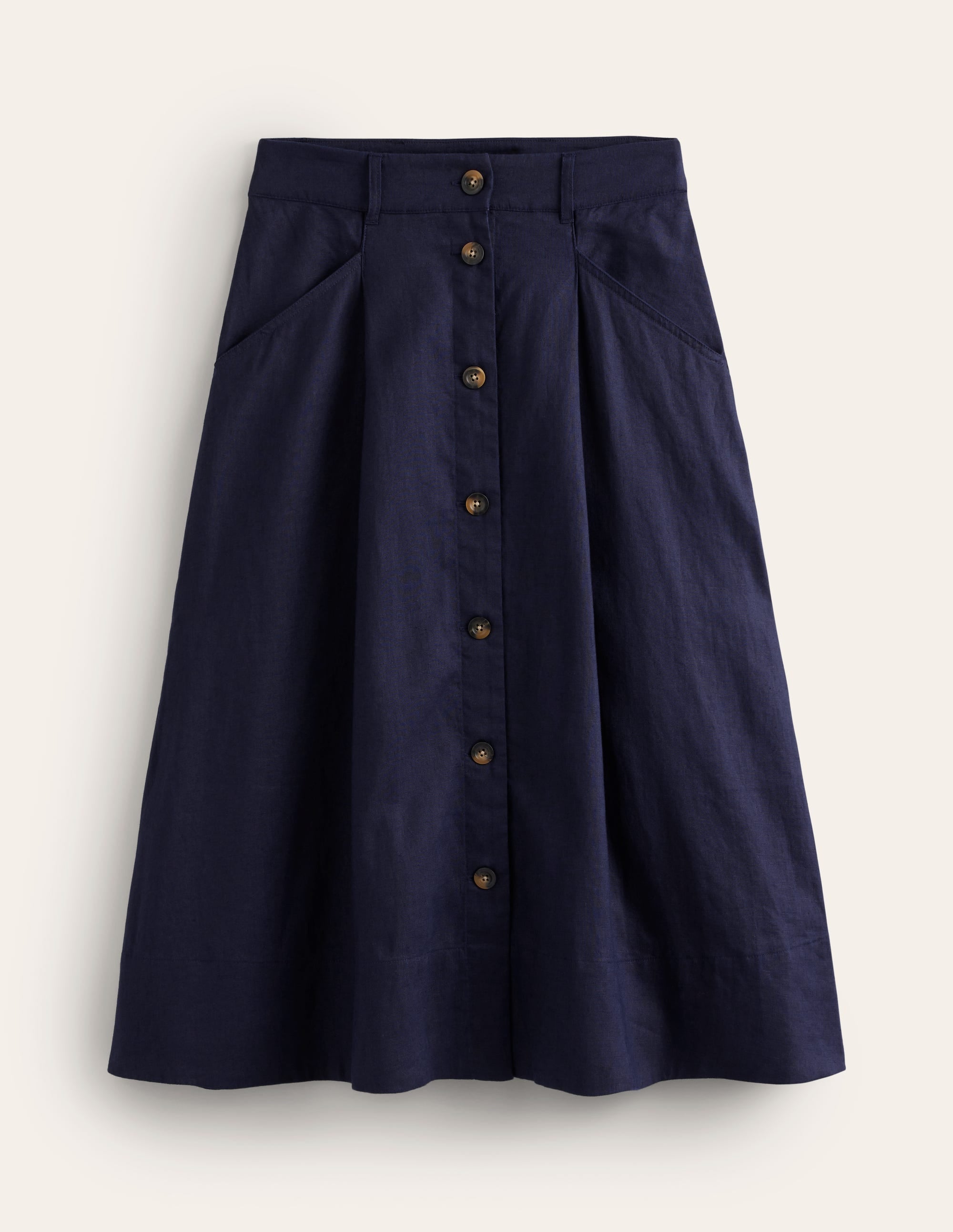 Petra Linen Midi Skirt-Navy - Image 5