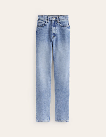 High Rise Straight Jeans-Light Vintage