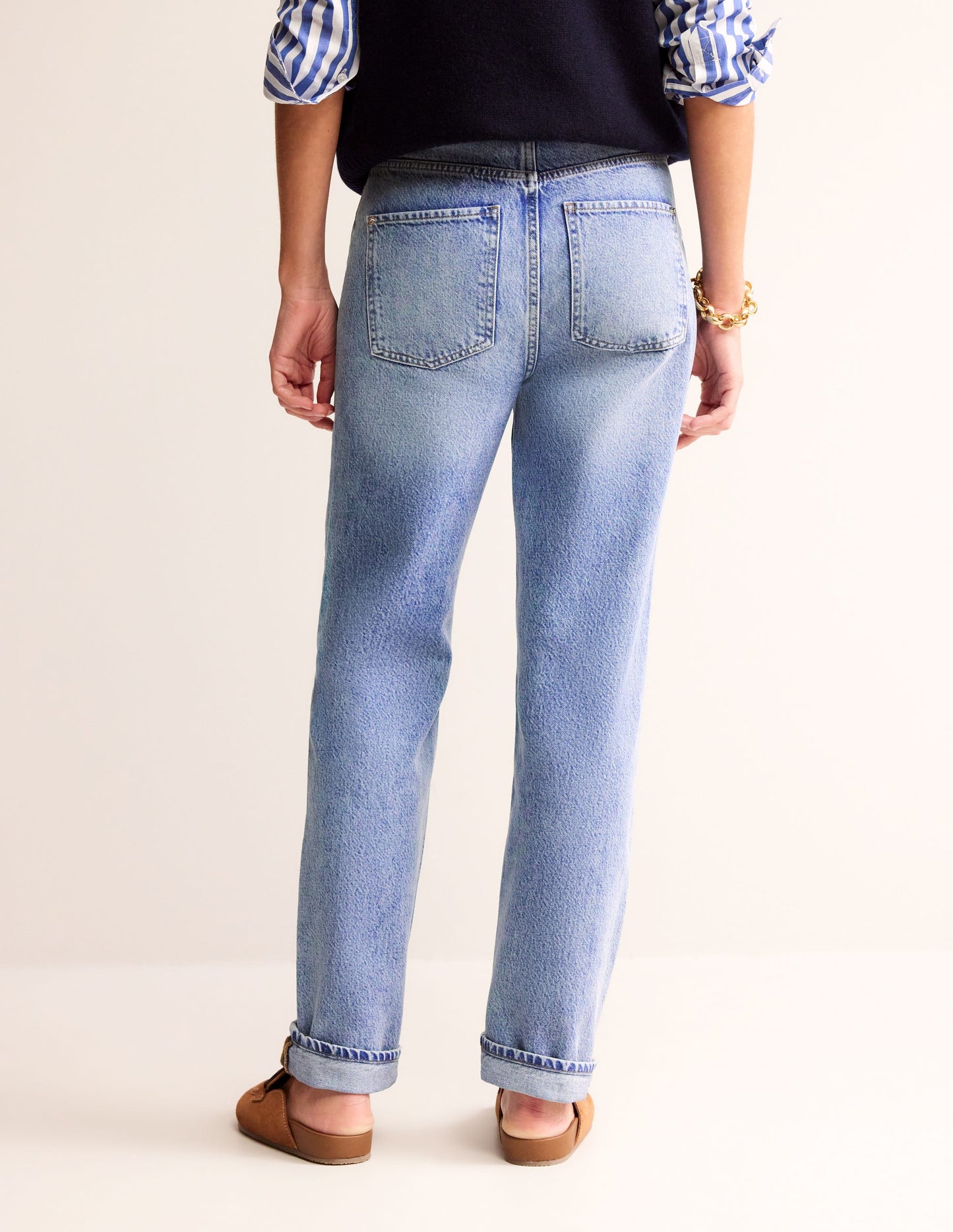 High Rise Straight Jeans-Light Vintage