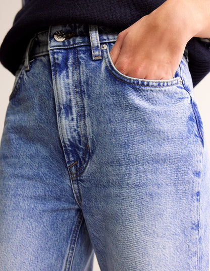 High Rise Straight Jeans-Light Vintage