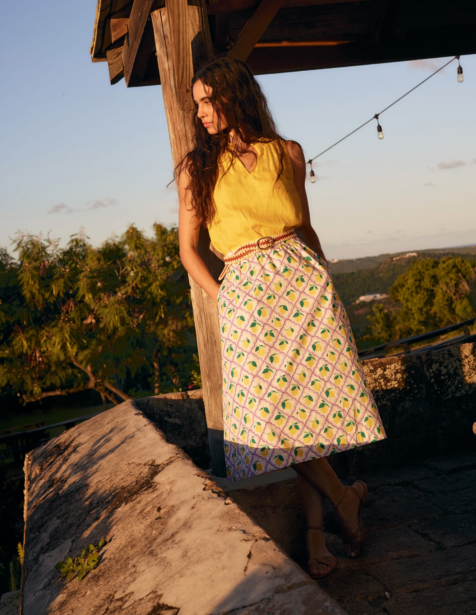 Hattie Poplin Midi Skirt-Lavender, Lemon Grove - Image 5
