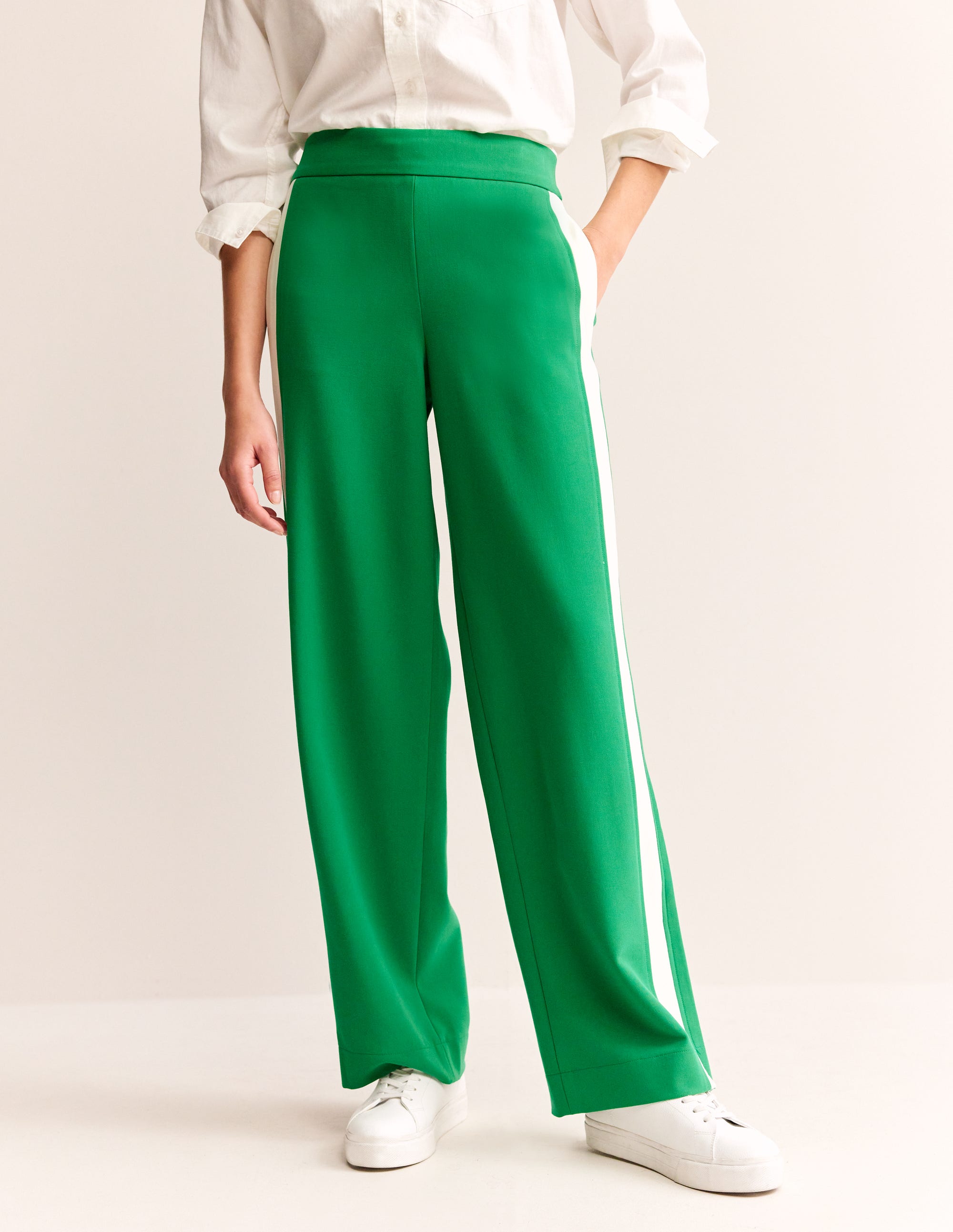Pull On Side Stripe Trousers-Green Tambourine - Image 4