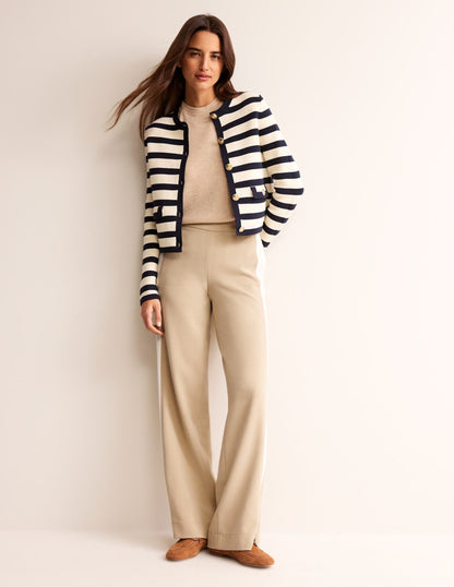 Pull On Side Stripe Trousers-Neutral