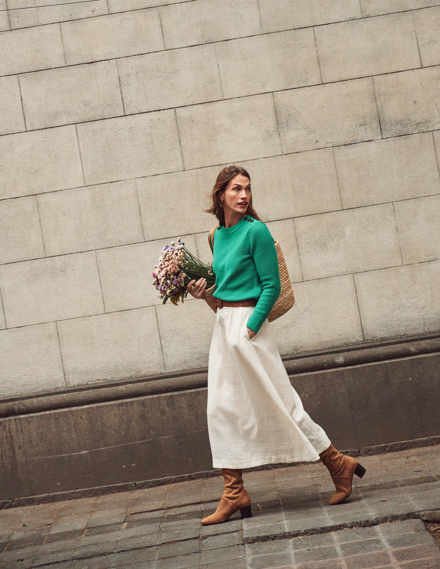 Florence Linen Skirt-Ecru