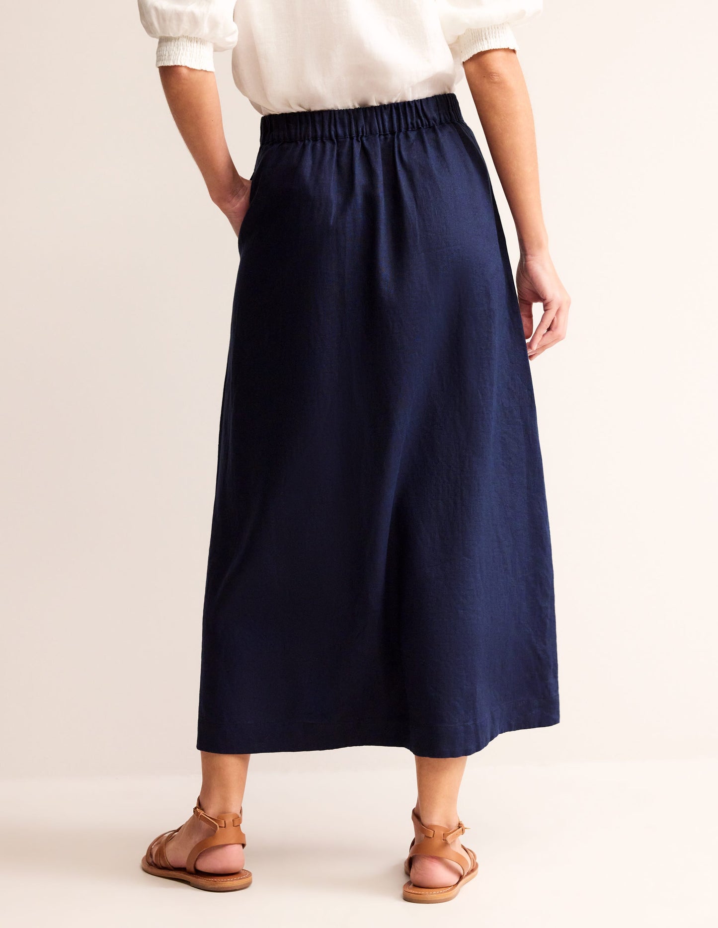 Florence Linen Skirt-Navy