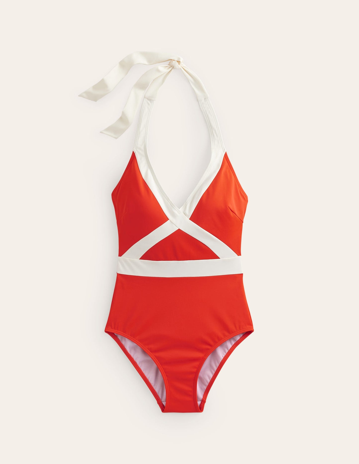 Kefalonia Halterneck Swimsuit-Fiesta/ Ivory Colourblock