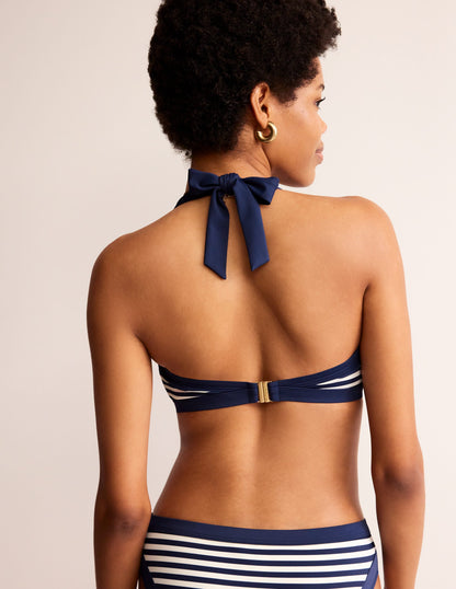 Santorini Bikini Top-French Navy, Ivory Stripe