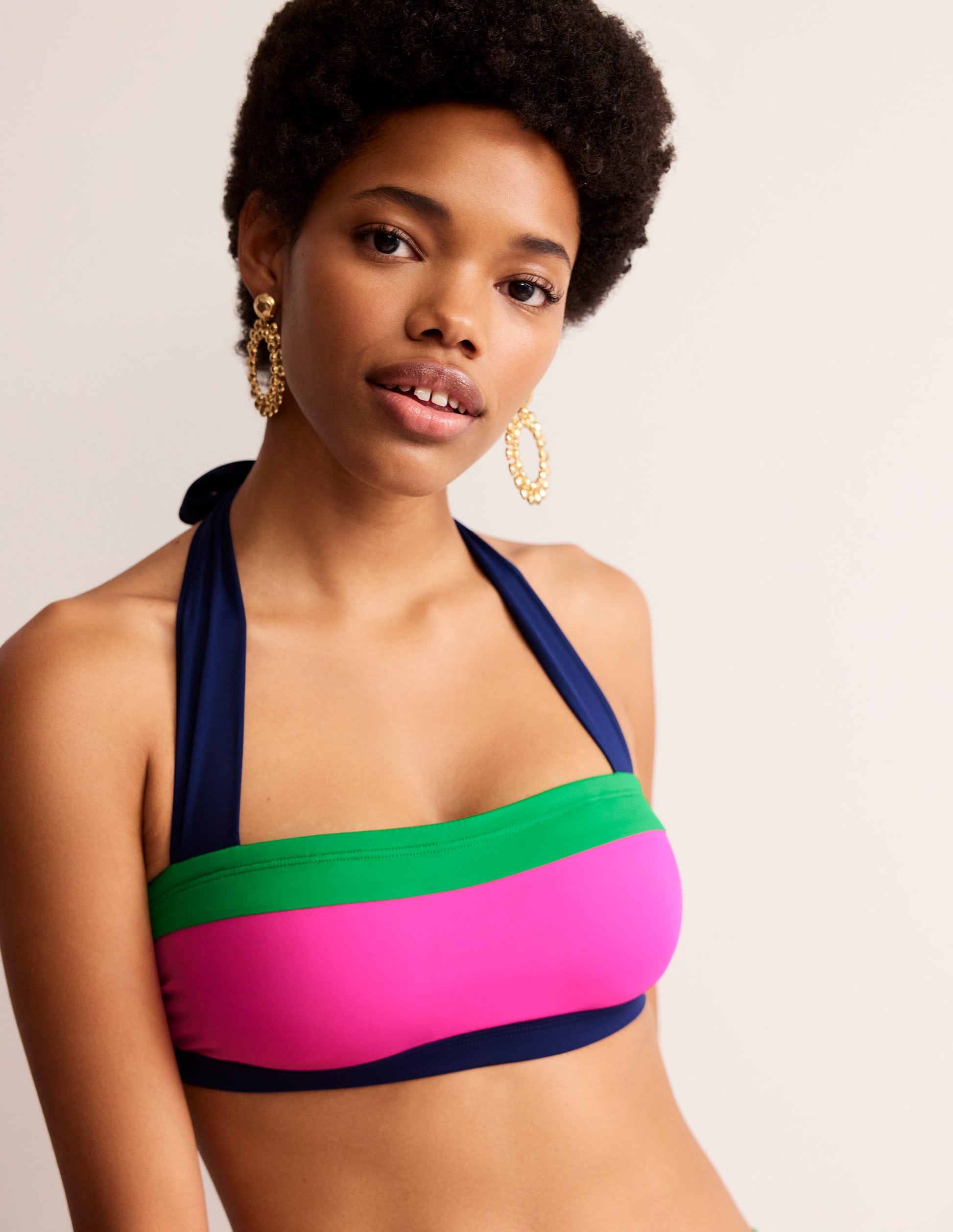 Santorini Bikini Top-Super Pink Colourblock-1