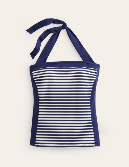 Santorini Tankini Top-French Navy, Ivory Stripe