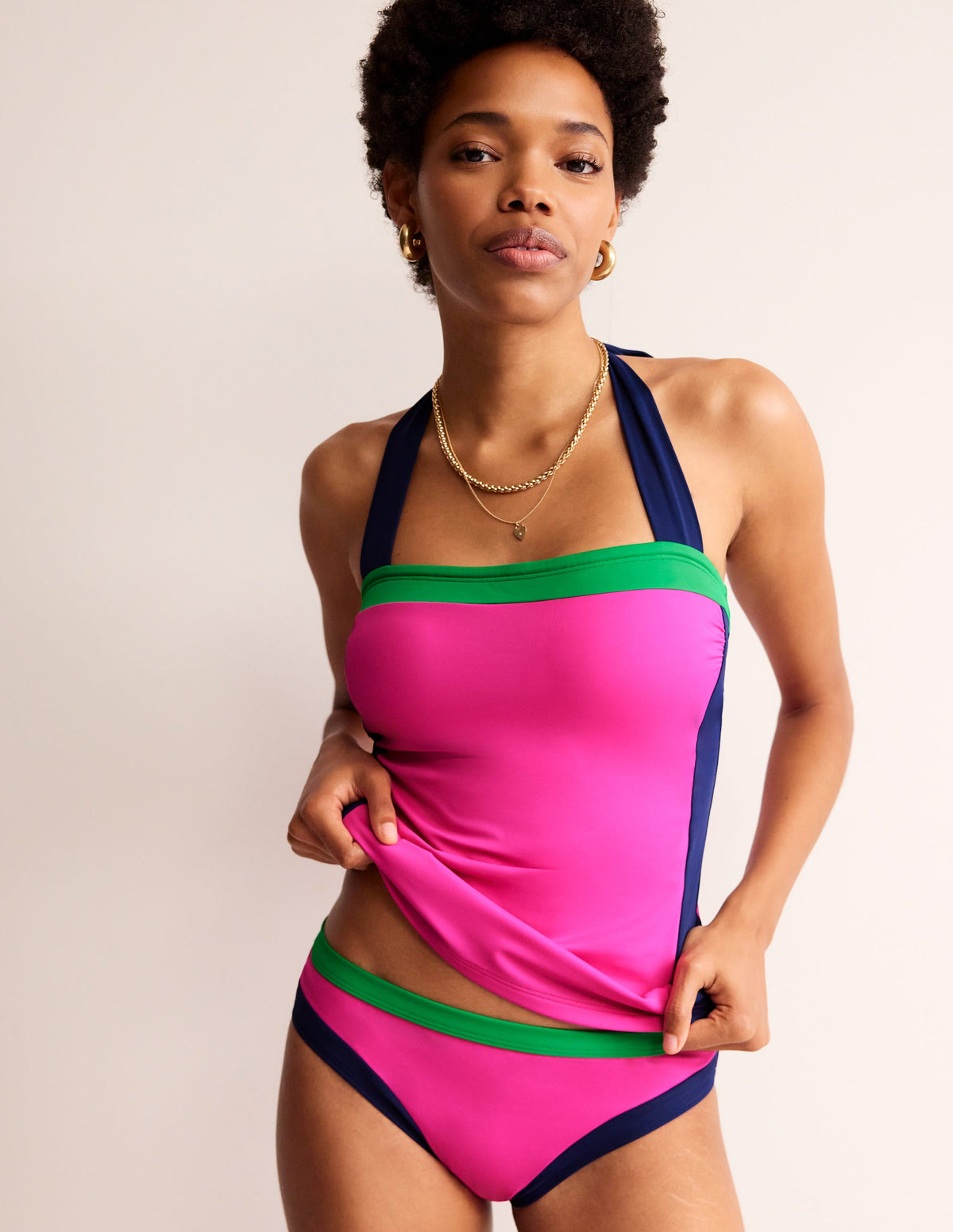 Santorini Tankini Top-Super Pink colourblock - Image 4