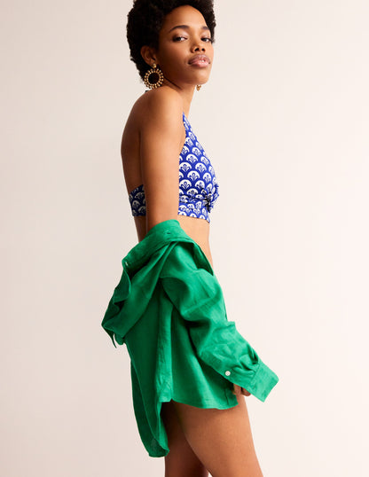 Levanzo Halter Bikini Top-Surf The Web, Foliage Geo-1