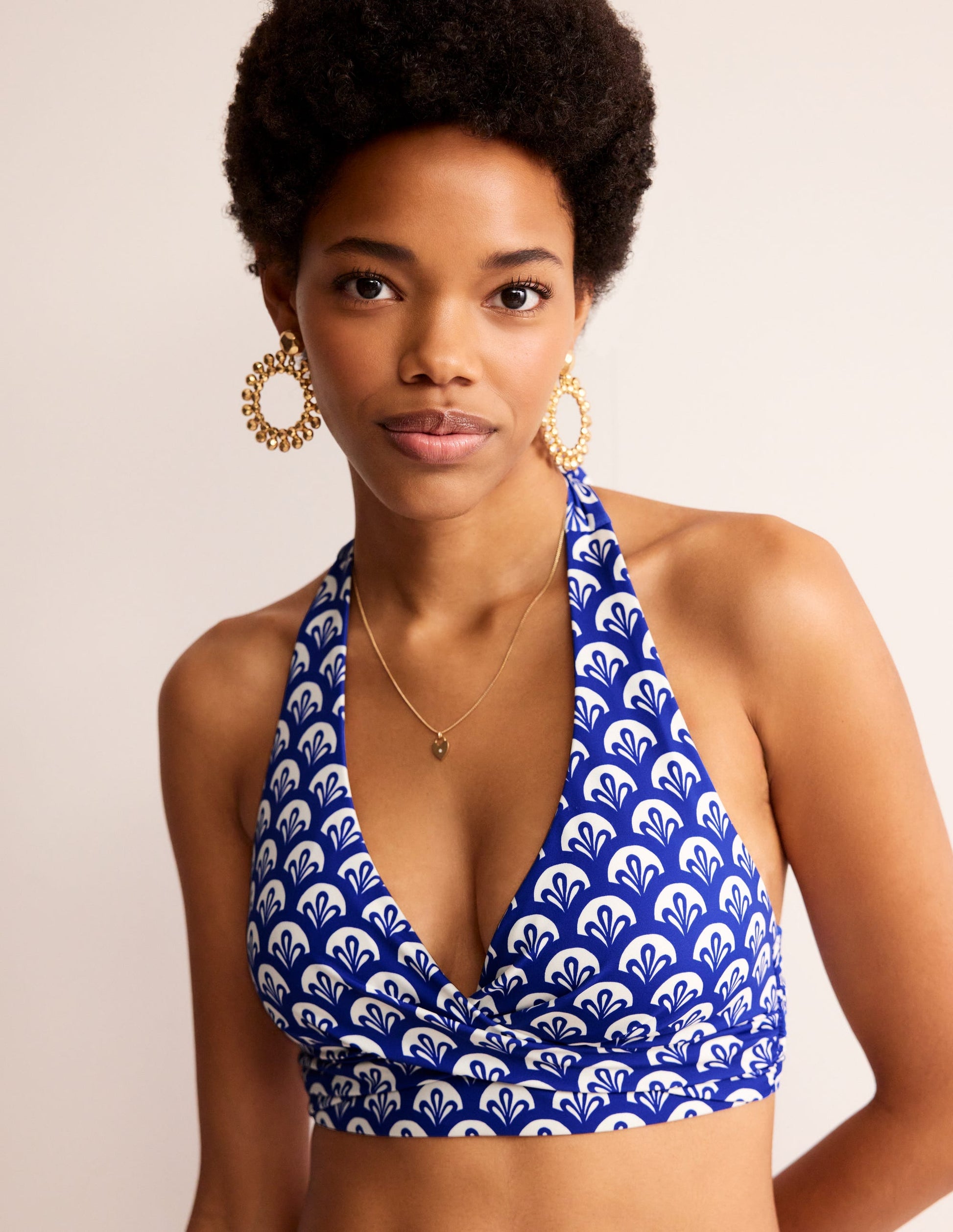 Levanzo Halter Bikini Top-Surf The Web, Foliage Geo-2