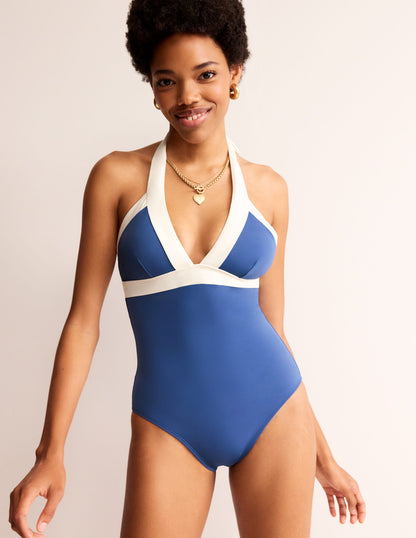 Ithaca Halter Swimsuit-Globe/ Ivory Colourblock-4