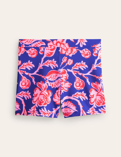 Swim Cycling Shorts-Surf The Web Blue, Rose Blush-5