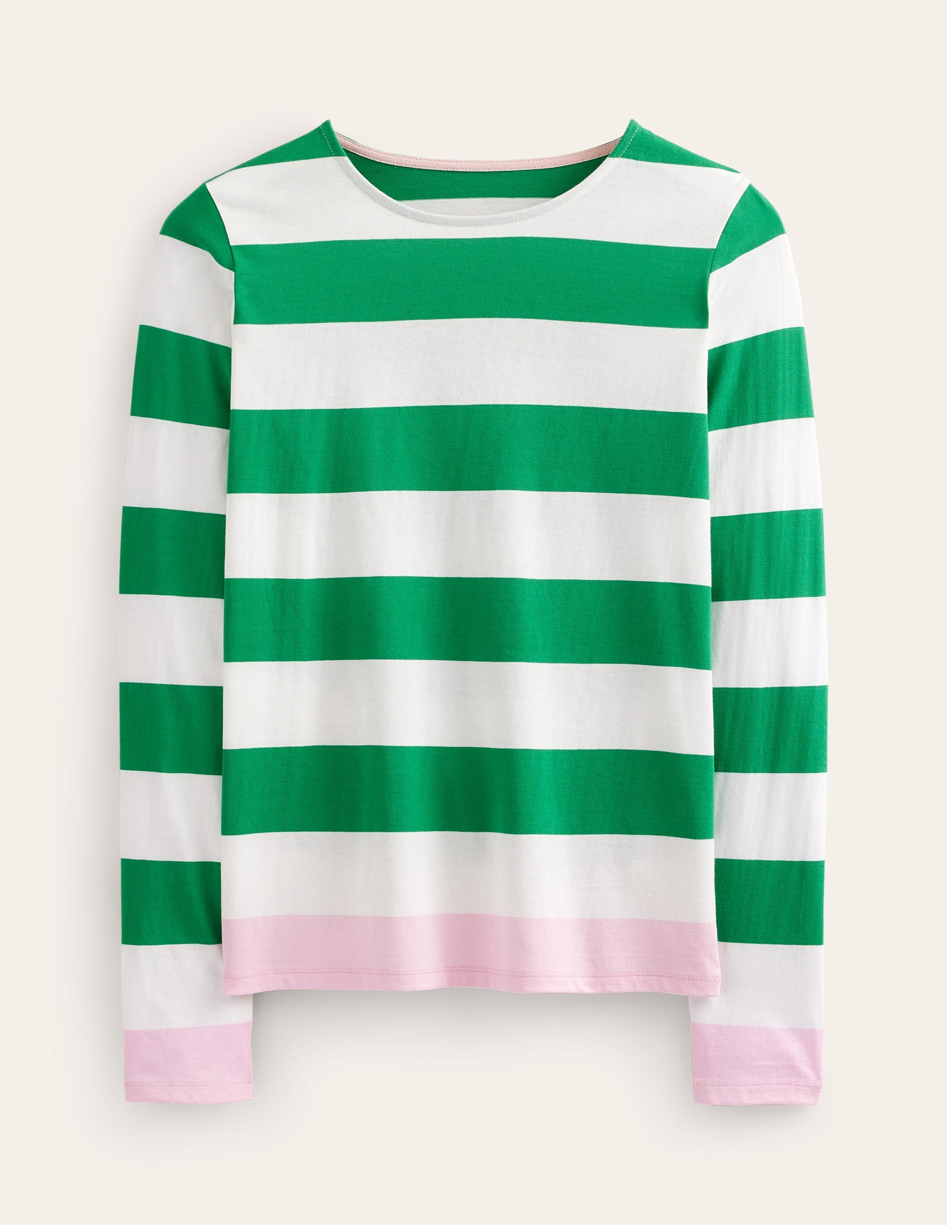 Bea Long Sleeve Breton-Green Ivory, Pink-5