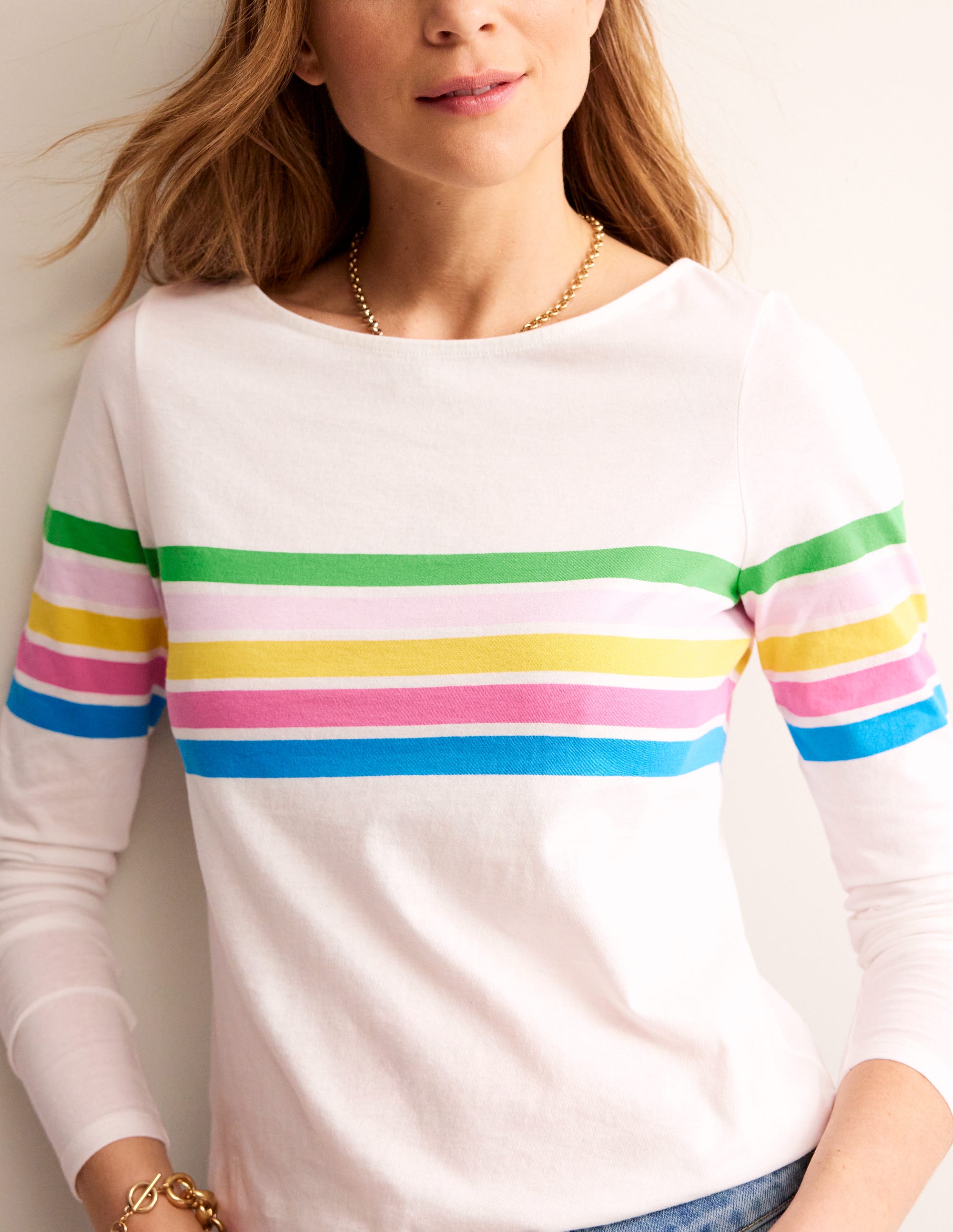 Ella Long Sleeve Breton-Ivory, Multi placement - Image 2
